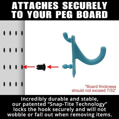 PegPro® J Hooks Kit for Standard “Wood Fiber” pegboard (J Hook - 24 Count / Caribbean)