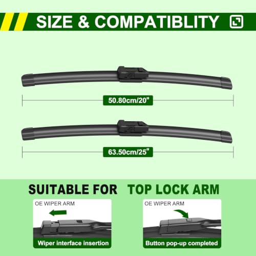 OEM Quality 24in + 20in Premium All (25/20(Pair for Front wipers))