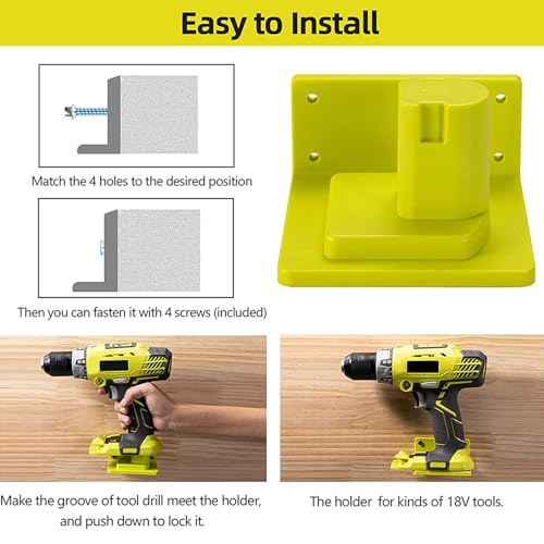 10 Pack Tool Holder Compatible with Ryobi 18V Wall Mount Plastic (10 Pack)