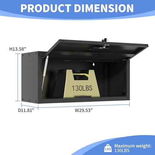 Wall Mounted Metal Storage Cabinet (Black / H13.58" - Flip-up Door)