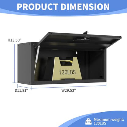 Wall Mounted Metal Storage Cabinet (Black / H13.58" - Flip-up Door)