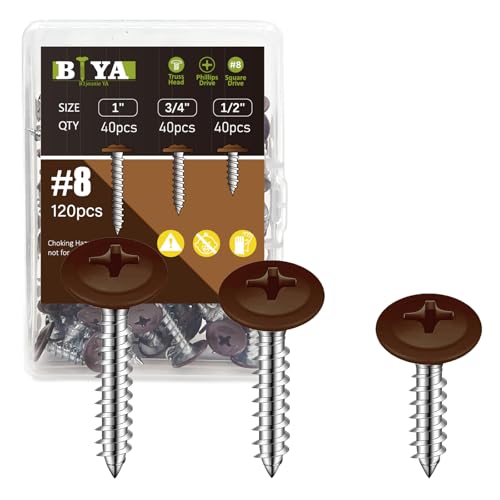 Brown Wood Screws 120pcs #8 Self Tapping Cabinet 3 Size 1 (Brown / 120 SCREW COUNT)