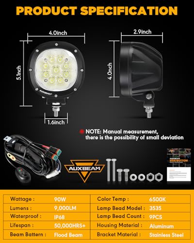 P4 Series 4 Inch LED Pod Lights (P4 Series-White Flood Beam)