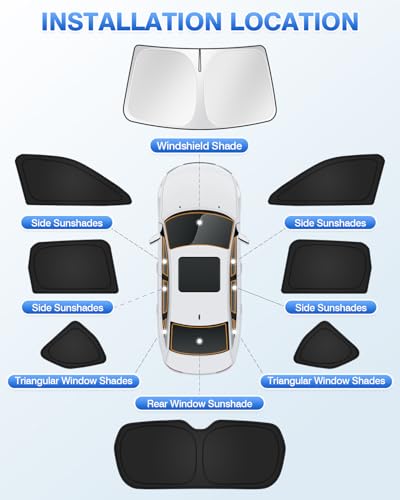 Sunshades for 2025 2026 Subaru Forester Accessories Windshield Sun Shade Side Rear Window Shade Cover Sun Visor Shield Privacy Protection Keep Vehicle Cool Black 8PCS (Subaru Forester 2025-Present)