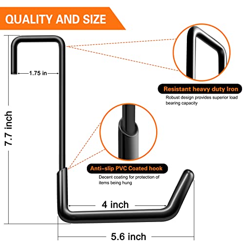 Rafter Hanger Hook Garage Bike Hooks Ladder Hanger Large S Hooks for Hanging (Black)