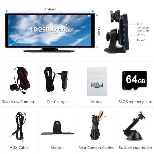 10.26" Carplay Screen for Car Portable (ZX-US-CLP12A-1)