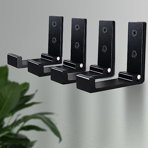 Folding Coat Hooks 4pcs Foldable Hook Wall Mounted for Hanging Coat (Black-4 Pack)