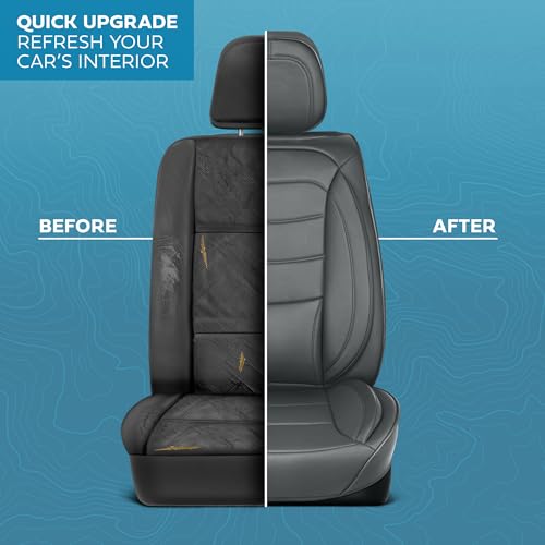 Curated Prestige Leather Seat Covers for Cars & SUVs (Charcoal/Black (Prestige) / Front Seats)