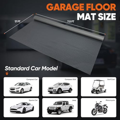 7.5 X 17 FT Garage Floor Mat (Grey / 7.5 x 17 FT)