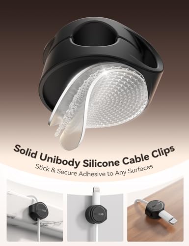 8 Pack Silicone Cord Organizer Magnetic Cable Clips (Black)