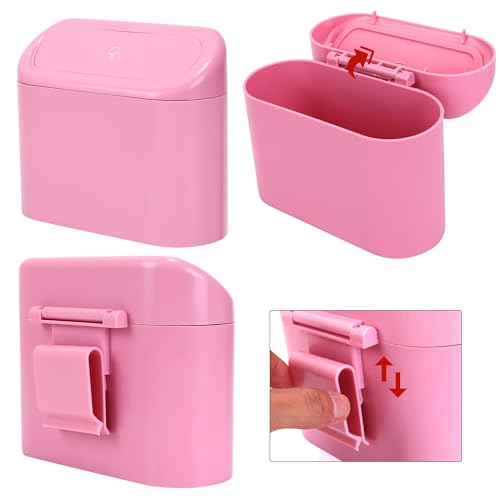 Mini Car Trash Can with Lid (Pink)