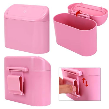 Mini Car Trash Can with Lid (Pink)