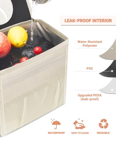 Car Trash Can with Lid (3 Gallons / Beige)