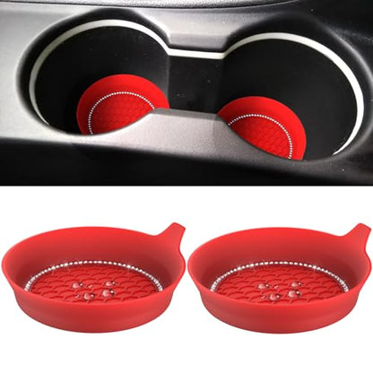 2 PCS Car Cup Coasters (Red*2PCS / With Diamonds)