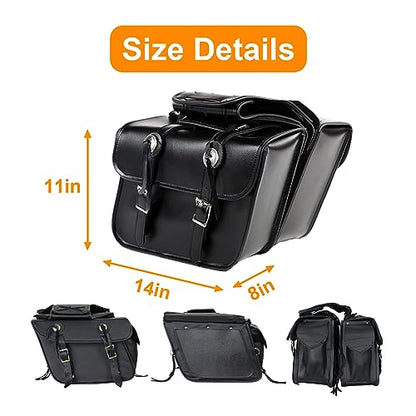 Motorcycle Saddle Bags Leather Motorcycle Luggage Bag with Gun Holsters For Softails Sportsters and Choppers Tool Bags (Style1 - PVC / 14" x 8" x 11")