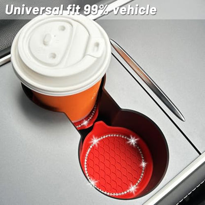 4pcs Bling Car Cup Holder Coaster (New Red / 4pcs)