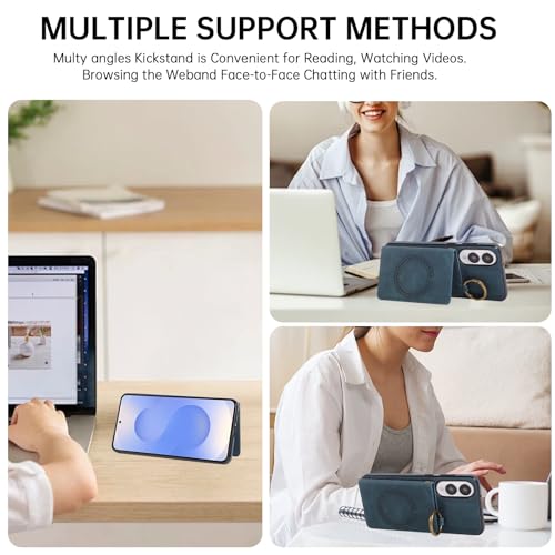 Compatible with Samsung Galaxy S25 Edge Wallet Case Screen Protector Crossbody Shoulder Strap Ring Buckle Stand Card Holder Magnetic Car Mount Phone Cover for S25Edge 25S S 25 25Edge Women Men Green (Green / for S25 edge)