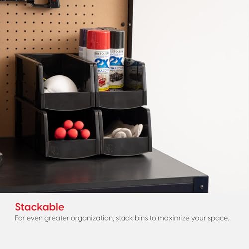 8-Pack, Medium Stackable Storage Bins, Black (Medium - 8 Pack / Black)