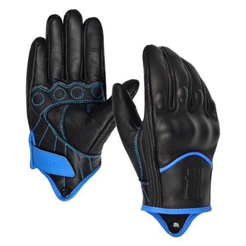 Harssidanza Woman Touchscreen Motorcycle Racing Gloves GL016US Blue XL (X-Large / Blue)
