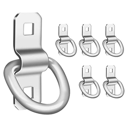 6-Pack Heavy-Duty D-Ring Tie Down Anchors. 6000 Lbs Breaking Strength (silver)
