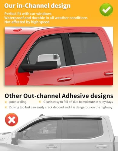 Window Visors Rain Guards for 2019 (Fit for 2019-2026 Dodge RAM 2500 3500 Crew Cab)