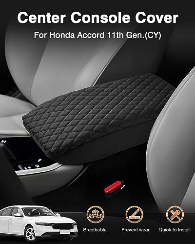 Center Console Cover for Honda Accord 2026 2025 2024 2023 Armrest Cover Cushion Pad for Honda Accord Accessories Middle Console Cover Armrest Protector Console Lids PU Leather Anti (Size for Honda Accord 2023-2026)