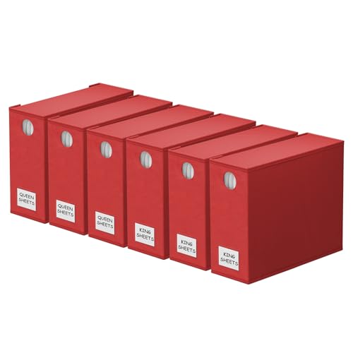 6 Pack Bed Sheet Organizers and Storage (6 Pack / Red)