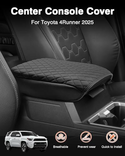 Custom for 2026 2025 Toyota 4Runner Center Console Cover Armrest Cover for 4Runner Accessories 2025 Truck Arm Rest Cushion Pad PU Leather Middle Console Cover Armrest Seat Box Protector (For Toyota 4Runner 2025-2026)
