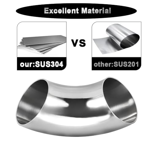 OD 1.25 Inch 90 Degree Stainless Steel Bend Tube Exhaust Elbow Pipe for Car Modified Exhaust System 1.25" Piping Silver Tone (1.25”)
