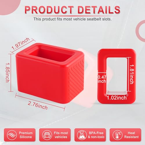 2PCS Seat Belt Buckle Holder (Red)