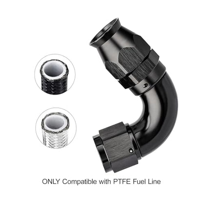8AN 120 Degree PTFE One Piece Full Flow End Hose Fitting Aluminum Black (8AN / 120 Degree)