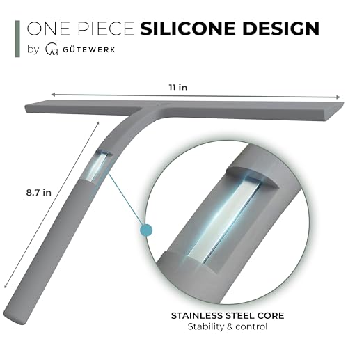 Silicone Shower Squeegee with 3 (Gray / 11 Inches)