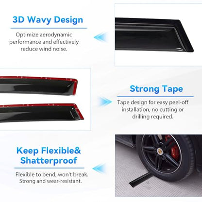 4pcs Window Visors Rain Guards for 2015 (2015-2024 Ford Edge)