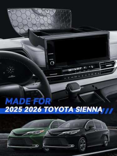 for Sienna Dashboard Console Organizer 2025 2026 Toyota Sienna Accessories Behind Screen Organizer Storage Box Console Dash Tray (for 2025 2026 Toyota Sienna)