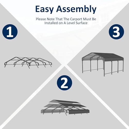 10x15 FT Metal Carport Canopy with Reinforced Base (10x15 FT)
