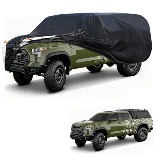 Truck Cover with Camper Shell Topper (B.Truck with Shell(Length:242 to 262 inch) / Black Truck Cover)