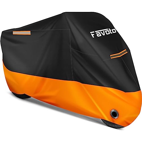 Motorcycle Cover Waterproof Outdoor Motorcycle Cover Heavy Duty (Orange / 104")