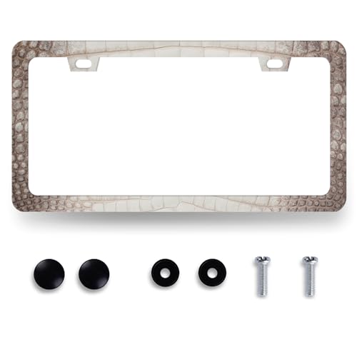 Crocodile Skin Print License Plate Frame Animal License Holder with 2 Holes (Cool Crocodile Textured Print)