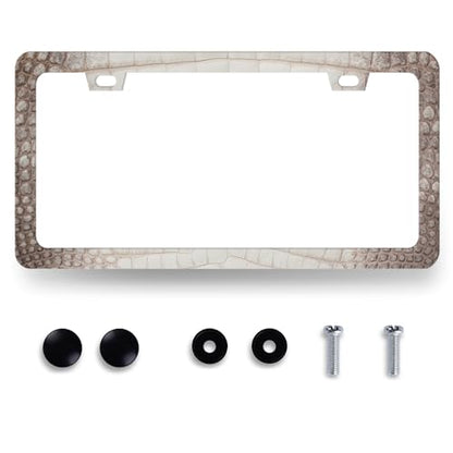 Crocodile Skin Print License Plate Frame Animal License Holder with 2 Holes (Cool Crocodile Textured Print)