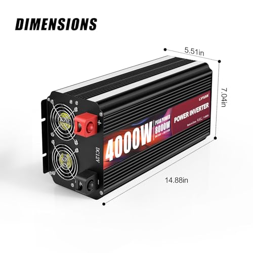 4000 Watt Power Inverter 12V to 110V 120V for Vehicle (12V-4000W-Standard)