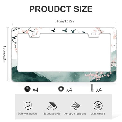 Mountains Cherry Blossom License Plate Frames (Mountains Cherry Blossom)