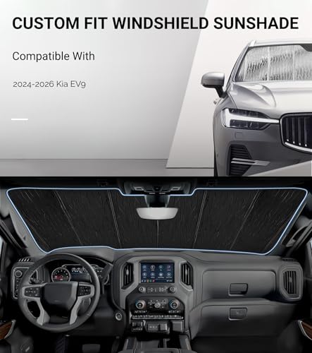 Windshield Sunshade for Kia EV9 2024 (Silver Water Ripple)