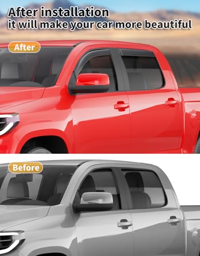 Window Visors Rain Guards for Toyota Tundra CrewMax 2007 (Fit for 2007-2021 Tundra CrewMax)