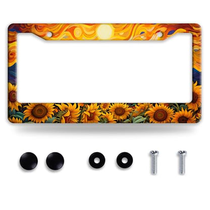 Sunflower Sun Flower Stainless Steel License Plate Frame for US Cars Decor (Sunflower Sun)