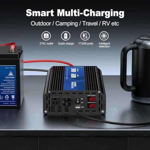 3000W Power Inverter 12V DC to 110V (3000W LCD / BLUE)