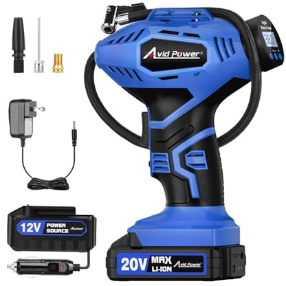 20V Rechargeable Cordless Tire Inflator Portable Air Compressor (Blue)