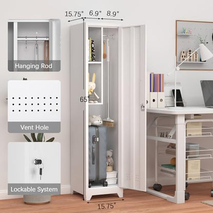 Broom Storage Cabinet (Grey / 65"H Slim Broom Cabinet)