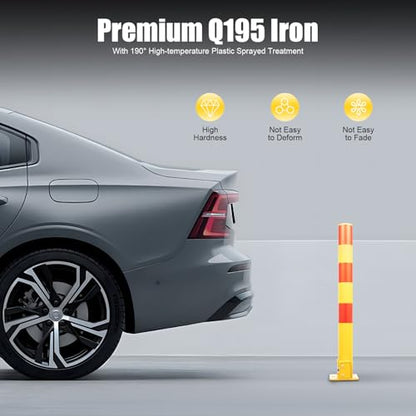 23In Q195 Iron Pipe Safety Bollard Yellow & Red Parking Barrier