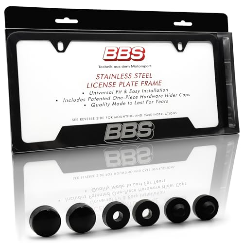 Authentic BBS Matte Black License Plate Frame (BBS Black / 1 Piece)