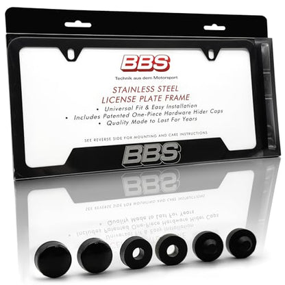 Authentic BBS Matte Black License Plate Frame (BBS Black / 1 Piece)